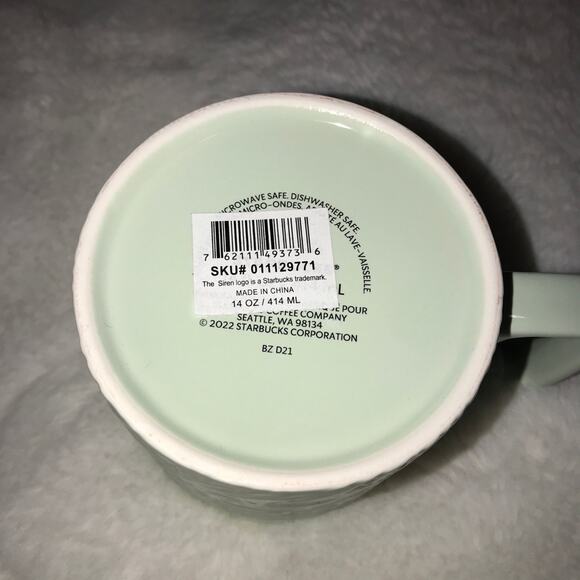 NEW Starbucks 2022 Light Mint Textured Floral Ceramic Anniversary Spring Mug - Picture 4 of 4